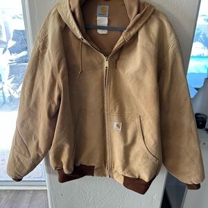 Carhartt Men's Brown Hooded Bomber Jacket